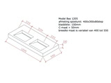 betonnen wastafel model Bas1205 technische tekening