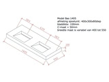 betonnen wastafel model Bas1405 technische tekening