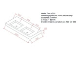 betonnen wastafel model Tom1205 technische tekening