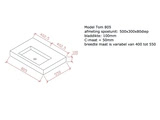 betonnen wastafel model Tom805 technische tekening