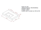 betonnen wastafel model Tom905 technische tekening