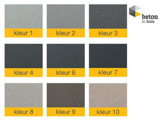 Keukenbladen van beton in de verschillende kleuren leverbaar